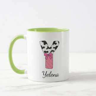 Tasse personnalisée avec initiale | Vache rose let