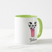 Tasse personnalisée avec initiale | Vache rose let (Devant droit)