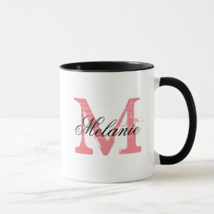 Tasse personnalisée avec la lettre nommée élégante