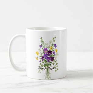 Tasse personnalisée avec la violette, fleur de nai