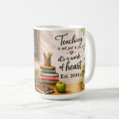 Tasse personnalisée avec le nom de l'enseignant, E (Devant droit)