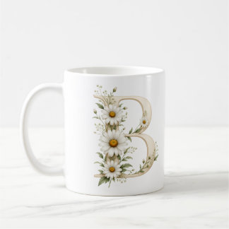Tasse personnalisée avec lettre B fleurie Daisy