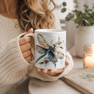 Tasse personnalisée avec libellule en aquarelle
