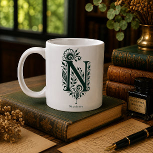 Tasse personnalisée avec linogravure botanique de