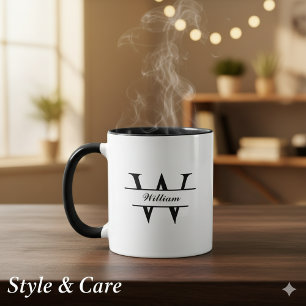 Tasse personnalisée avec monogramme et nom pour un