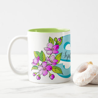 Tasse personnalisée avec monogramme + nom (style :