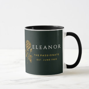 Tasse personnalisée avec nom et fleur de naissance