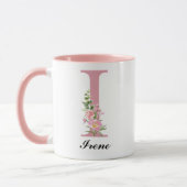 Tasse personnalisée avec nom et fleurs roses - Cad (Gauche)