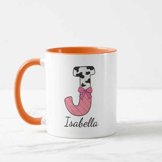 Tasse personnalisée avec nom et initiale | Vache r (Gauche)