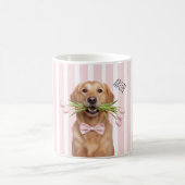 Tasse personnalisée avec photo de chien et fleurs (Centre)