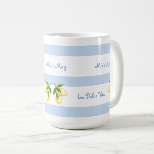 Tasse personnalisée Beach Blue Stripe Dolce Vita (Devant droit)