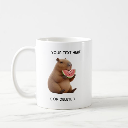 Tasse personnalisée Capybara mignon mangeant pastè (Gauche)