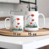 Tasse personnalisée Coquelicots, Cadeau pour femme
