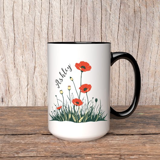 Tasse personnalisée Coquelicots, Cadeau pour femme