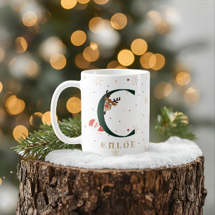 Tasse personnalisée de Noël avec monogramme C