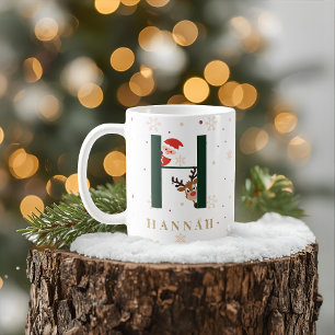 Tasse personnalisée de Noël avec monogramme H