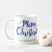 Tasse personnalisée de Noël bleu et blanc