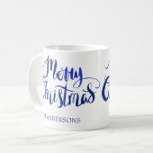 Tasse personnalisée de Noël bleu et blanc (Devant gauche)