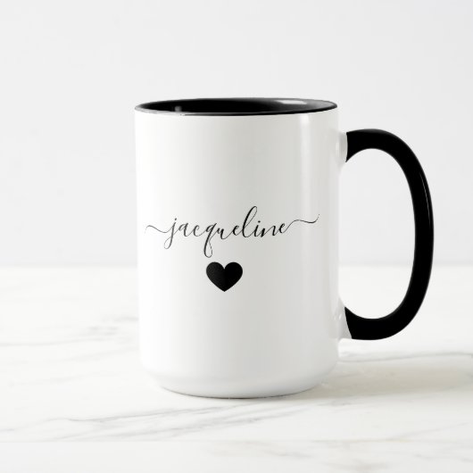 Tasse personnalisée élégante avec nom et cœur (Droite)