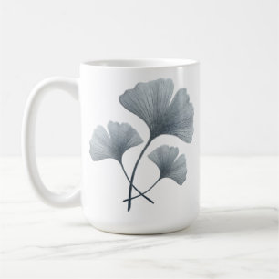 Tasse personnalisée feuille de ginkgo bleue