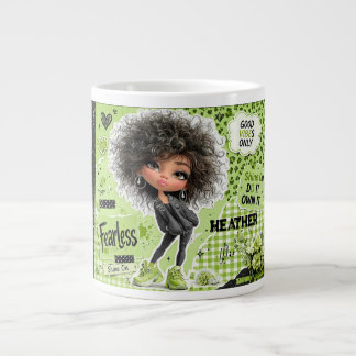 Tasse personnalisée fille aux cheveux afro vert ci