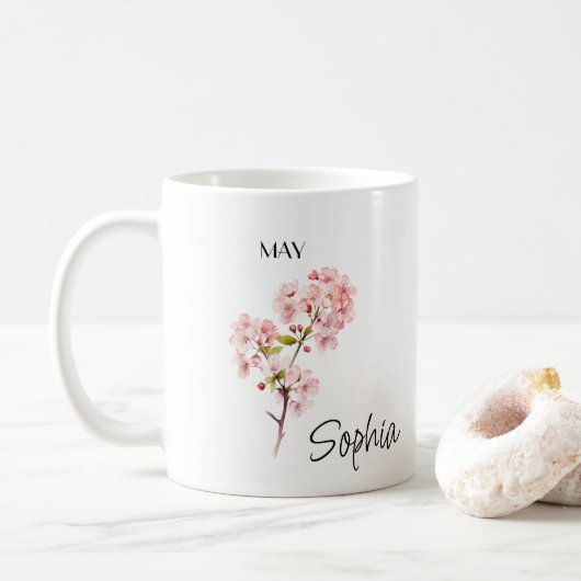 Tasse personnalisée Fleur de mai (Avec donut)