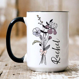 Tasse personnalisée Fleur de Naissance Coquette, F