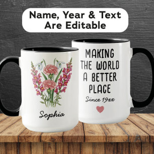 Tasse personnalisée Fleur de naissance de janvier 