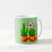 Tasse personnalisée fleurs de cactus vert (Devant droit)