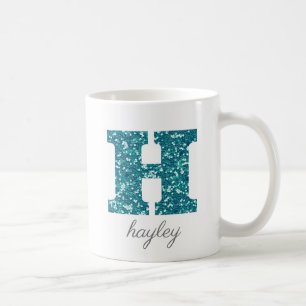 Tasse personnalisée H Monogramme Paillettes de Tea
