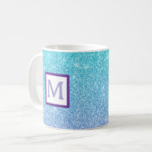 Tasse personnalisée initiale pailletée bleue (Devant gauche)