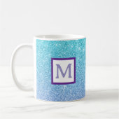 Tasse personnalisée initiale pailletée bleue (Gauche)