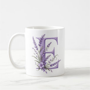Tasse personnalisée lettre E florale lavande