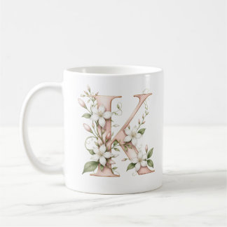 Tasse personnalisée Lettre K Fleur de Jasmin Flora