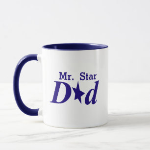 Tasse personnalisée M. Star Dad bleue
