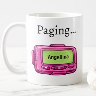 Tasse Personnalisée Nom Drôle Cadeau Pager Rose