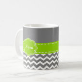 Tasse personnalisée par Chevron grise de vert de (Devant gauche)