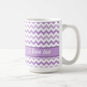 Tasse personnalisée par Chevron rose et blanche