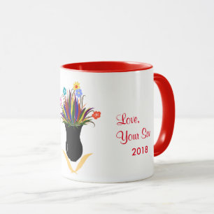 Tasse personnalisée par fleurs heureuses du jour