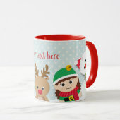 Tasse personnalisée par Noël, le père noël, Elf (Devant droit)