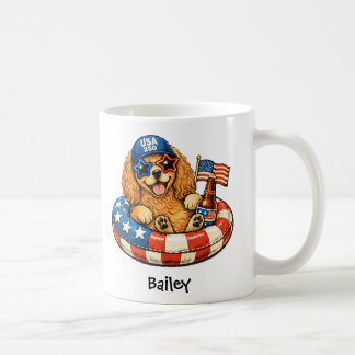 Tasse personnalisée patriotique 4 juillet Cocker S