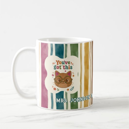 Tasse personnalisée pour enseignant Chat | Nom et  (Gauche)