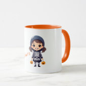 Tasse personnalisée pour fille en costume de squel (Devant droit)
