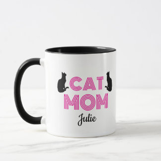 Tasse personnalisée pour maman de chat avec silhou