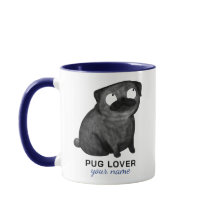Tasse personnalisée pour Pug, nom et phrase person