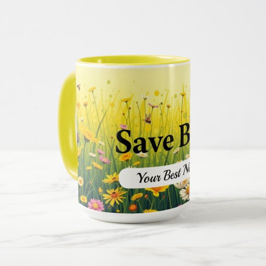 Tasse personnalisée Save Bees Dot (Devant gauche)