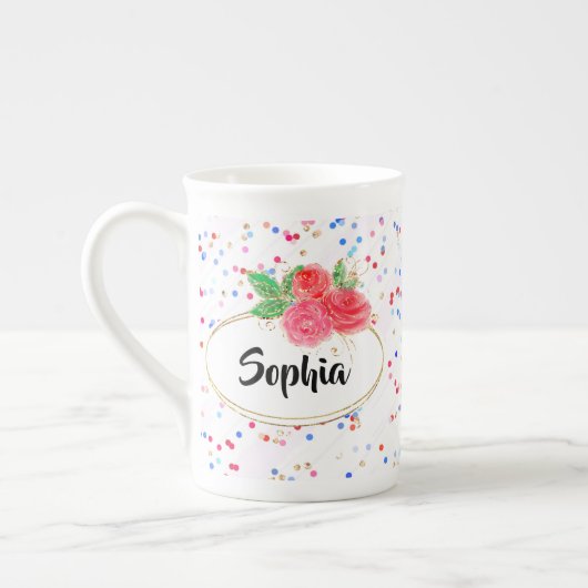 Tasse personnalisée, tasse de fleur de parties sci (Gauche)
