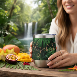 Tasse personnalisée tropicale Monstera écriture do