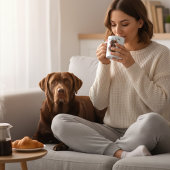 Tasse PET Browns ''Thé du matin avec mon labrador 