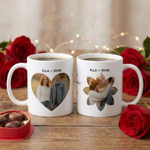 Tasse Photo Personnalisée Cœur et Fleurs pour la S